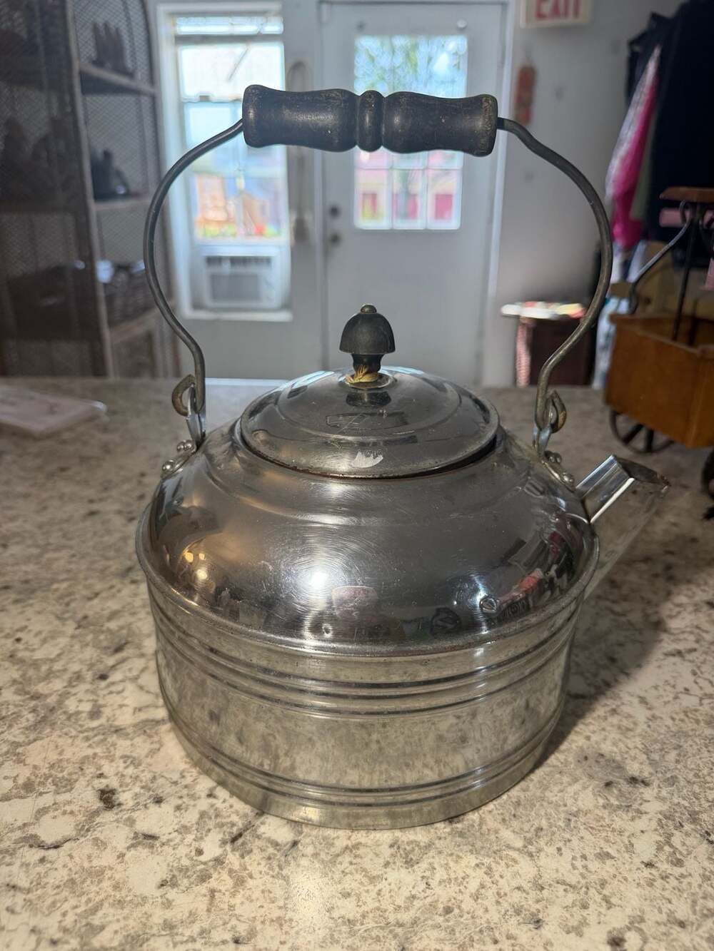 Vintage Chrome Plated Solid Copper Tea Kettle